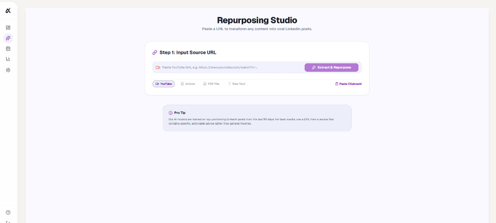 Authormity Repurposing Studio live UI