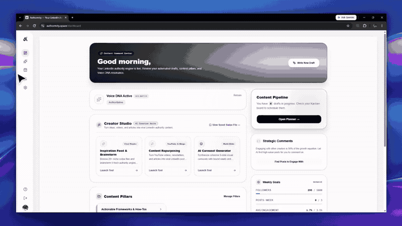 Weekly Inspiration Feed live product video in Authormity